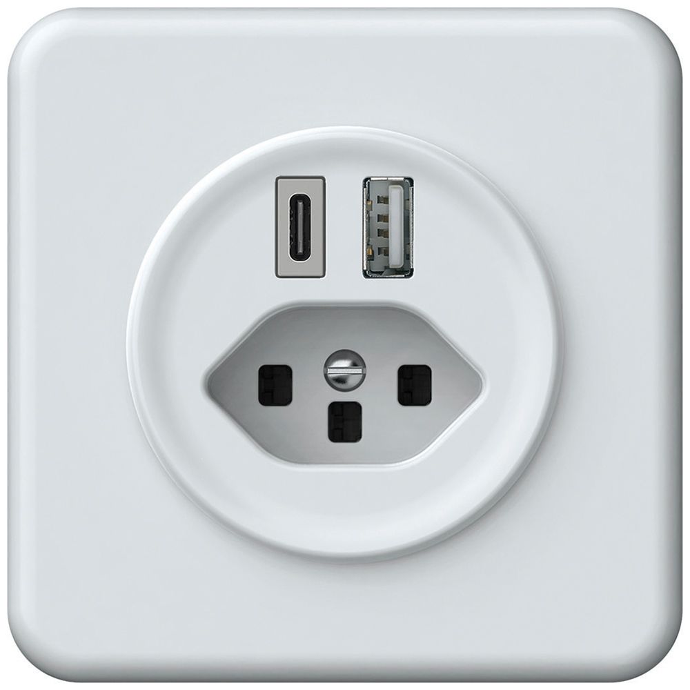 UP-USB-Ladesteckdose origin 1×USB-A 1×USB-C 3000mA 5V mit Typ 23 weiss