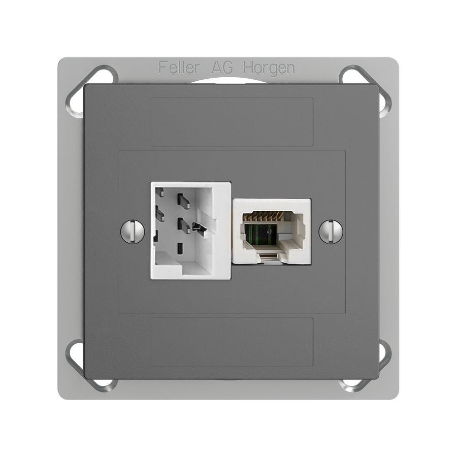 EB-Dose 1×T+T,1×RJ45/u 4P EDIZIOdue dunkelgrau, ITplus ITM
