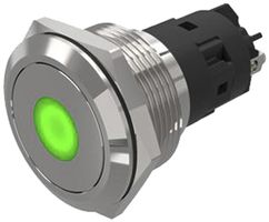 Avvisatore luminoso EAO 82 24V raccordo a vite piatto Ø22mm verde