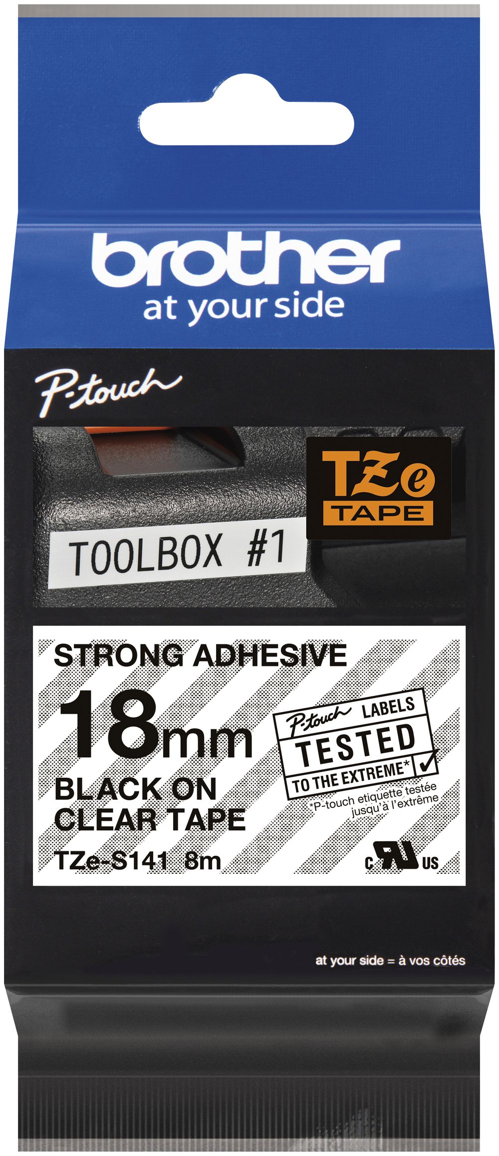 Cassette de ruban à imprimer TZe-S241 18mm×8m, transparent-noir