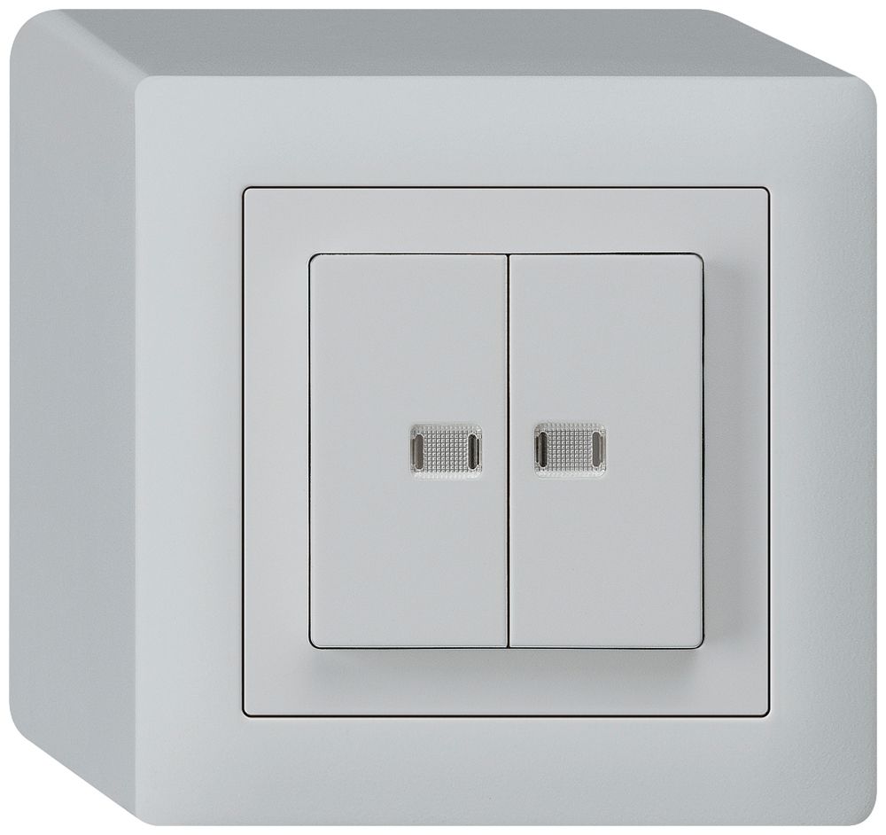 AP-Leuchtdrucktaster kallysto 2×AR/1L mit 2 Linsen hellgrau