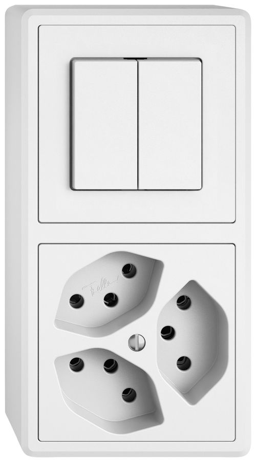 Combinaison AP EDIZIO.liv SNAPFIX® 2×1 140×74mm schéma 1/3+3/1L+3×T13 blanc