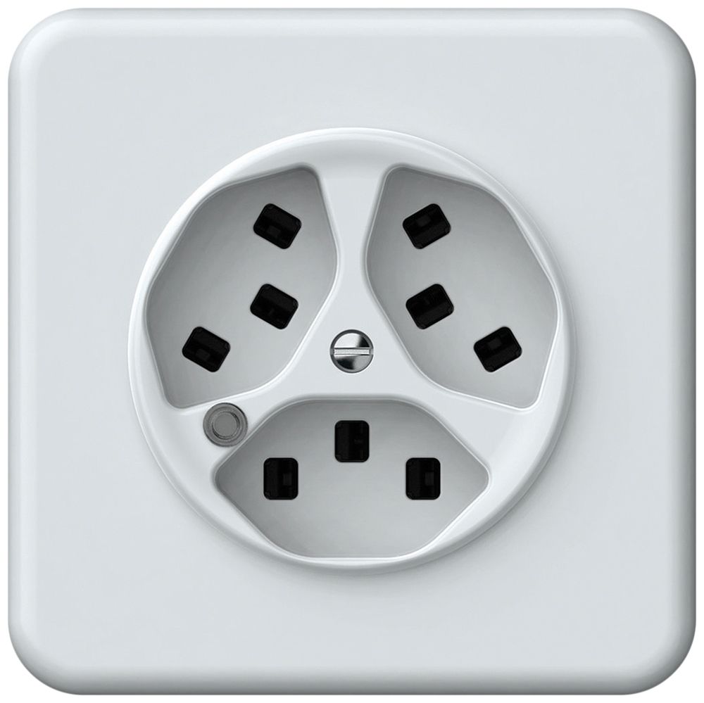 Prise ENC origin 3×type 23 lum.vert 16A 230V 92×92mm blanc