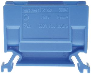 Borne de dérivation Woertz Ex 4…10mm² 57A 750V vis 2×1 rail DIN 35mm vert/jaune