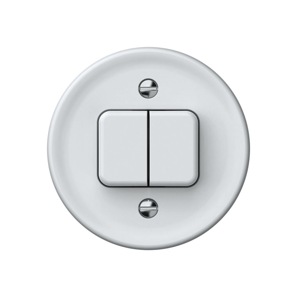 Poussoir origin 2×touches 2CO 1P 0<1 10A 230V 60×60mm blanc