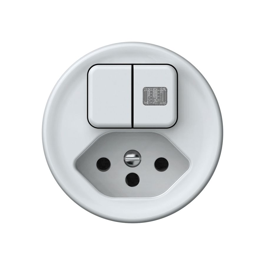 Frontset origin kombination Doppelknopf 1×beleuchtet + T13 Shutter 60×60mm ws