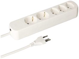 Steckdosenleiste MH Basic-Line 3×T13/2×Schuko 3×1mm² 1.5m weiss