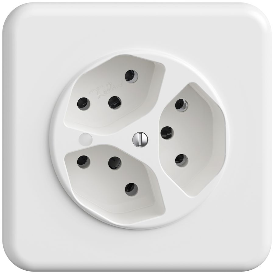 UP-Steckdose Sdue QMI, 3×Typ 13, mit LED, m.Abdeck-&Befestigungspl., weiss