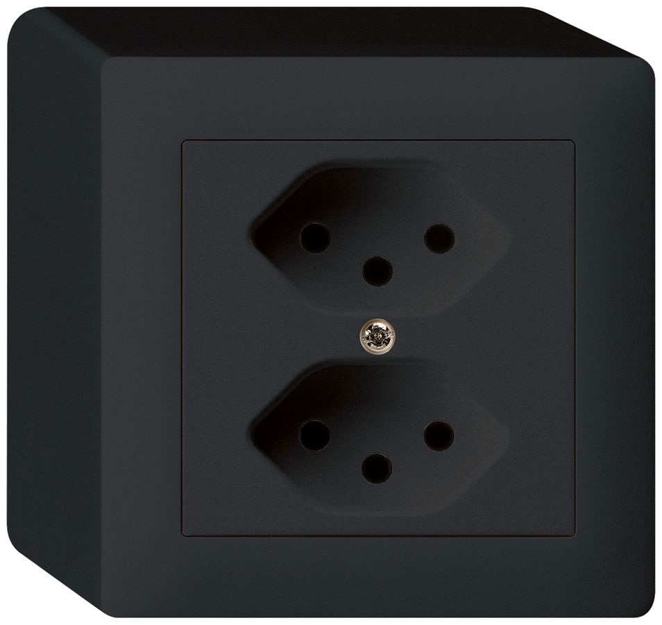 Prise AP kallysto 2×T13 noir avec sécurité enfants