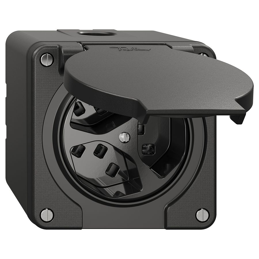 NAP-Steckdose NEVO, 3×T23, IP21, schwarz