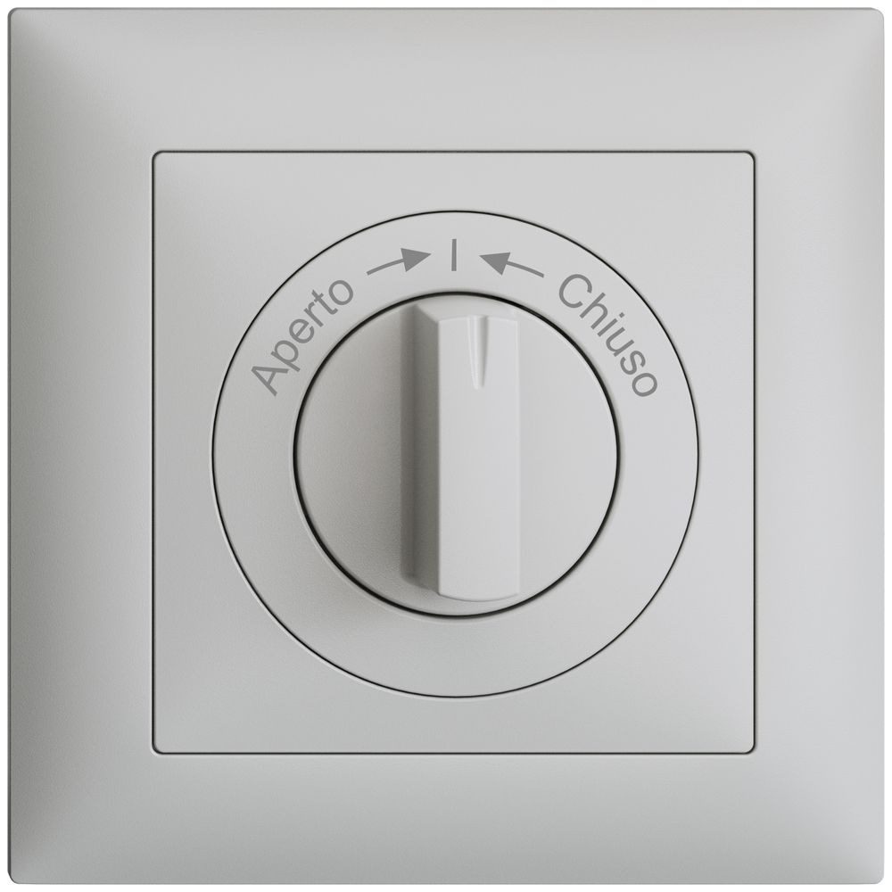 Frontset EDIZIOdue Aperto->I<-Chiuso hellgrau 88×88mm für Schwenktaster