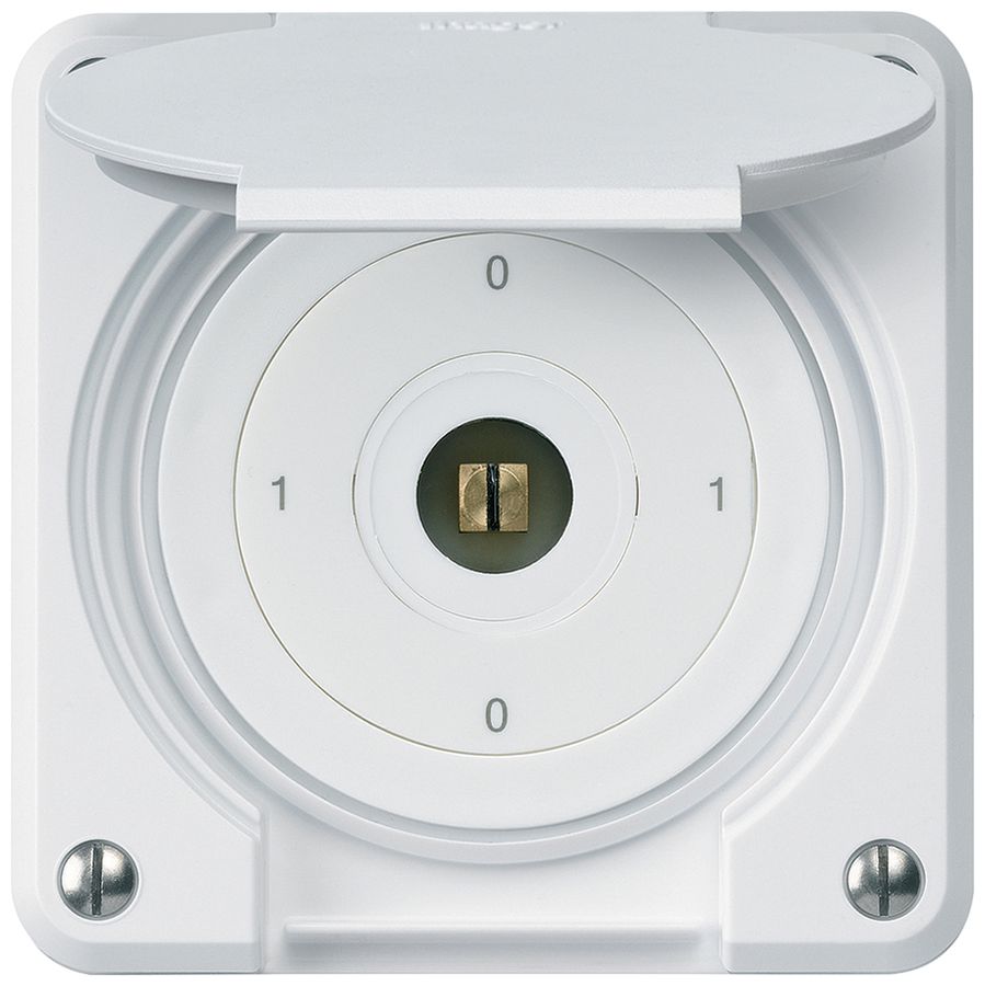 Interruttore a chiave quadrata INC robusto IP55 con coperchio S0/1P bianco combi