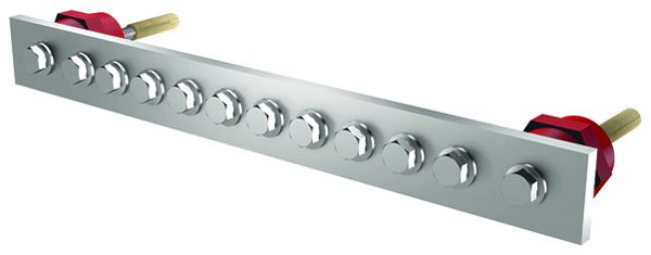 Barre compensation de potentiel Flury PA 20, Cu ét., 1-rang  370×30×6mm, 10×M8