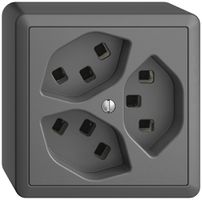 AP-Steckdose 3×T23 16A EDIZIOdue dunkelgrau, mit Steckklemmen