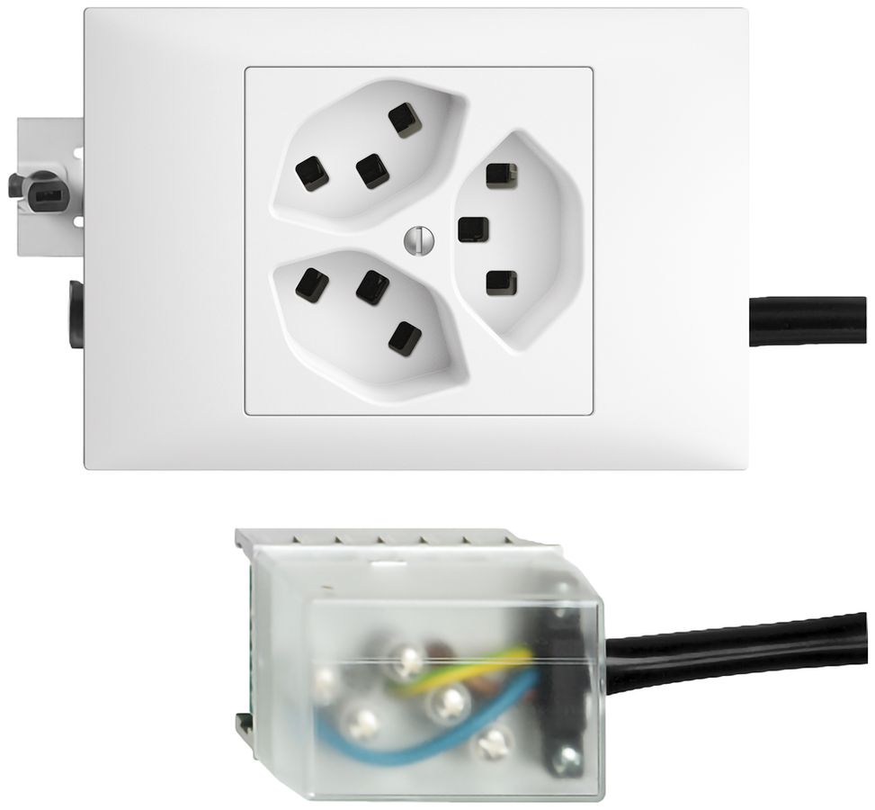 Prise INC 3×T23 16A blanc 53mm L3 EDIZIOdue pour Ecobus power