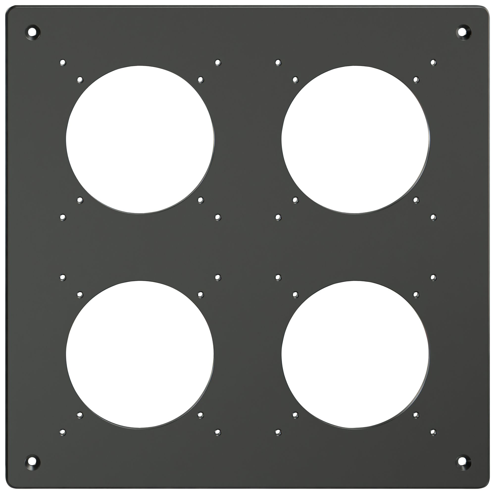 Piastra di montaggio Feller NEVO SNAPFIX® 2×2 Ø69mm 225×225mm nero