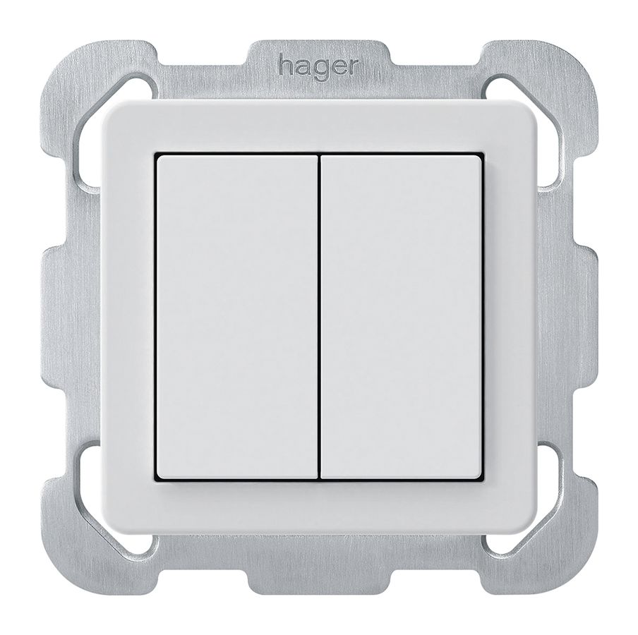 UP-KNX-Taster Hager BA basico B 2-fach 77×77mm weiss