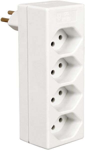 Fiche de dérivation 4×T13, fiche T12, rotatif 230°, blanc