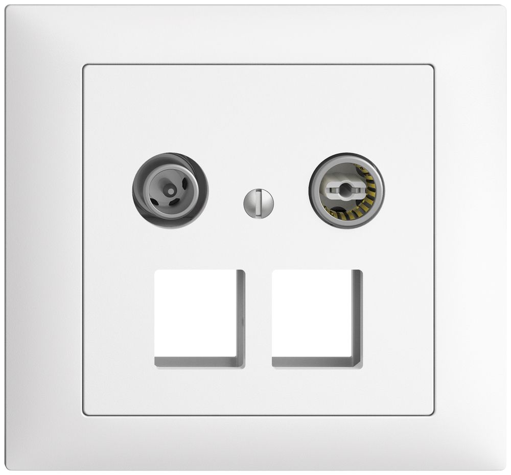 Prise multimédia 19dB INC Edue FKE, prise d.passage, pour 2×RJ45 Keystone, blanc