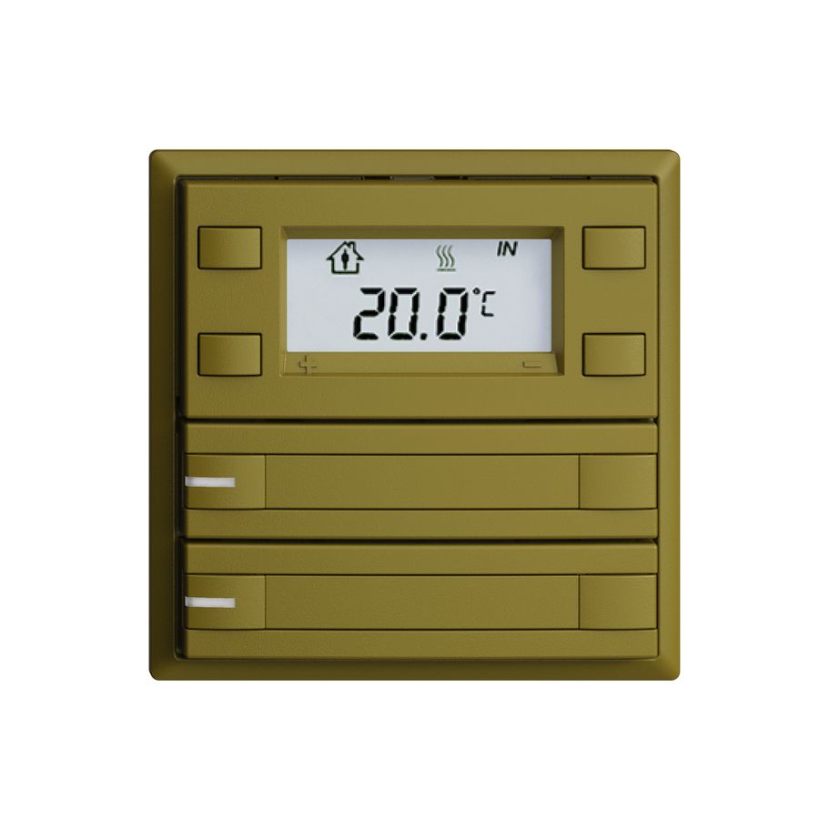 Poussoir RTH ENC KNX 2× EDIZIOdue F olive, avec pap.+LED RGB