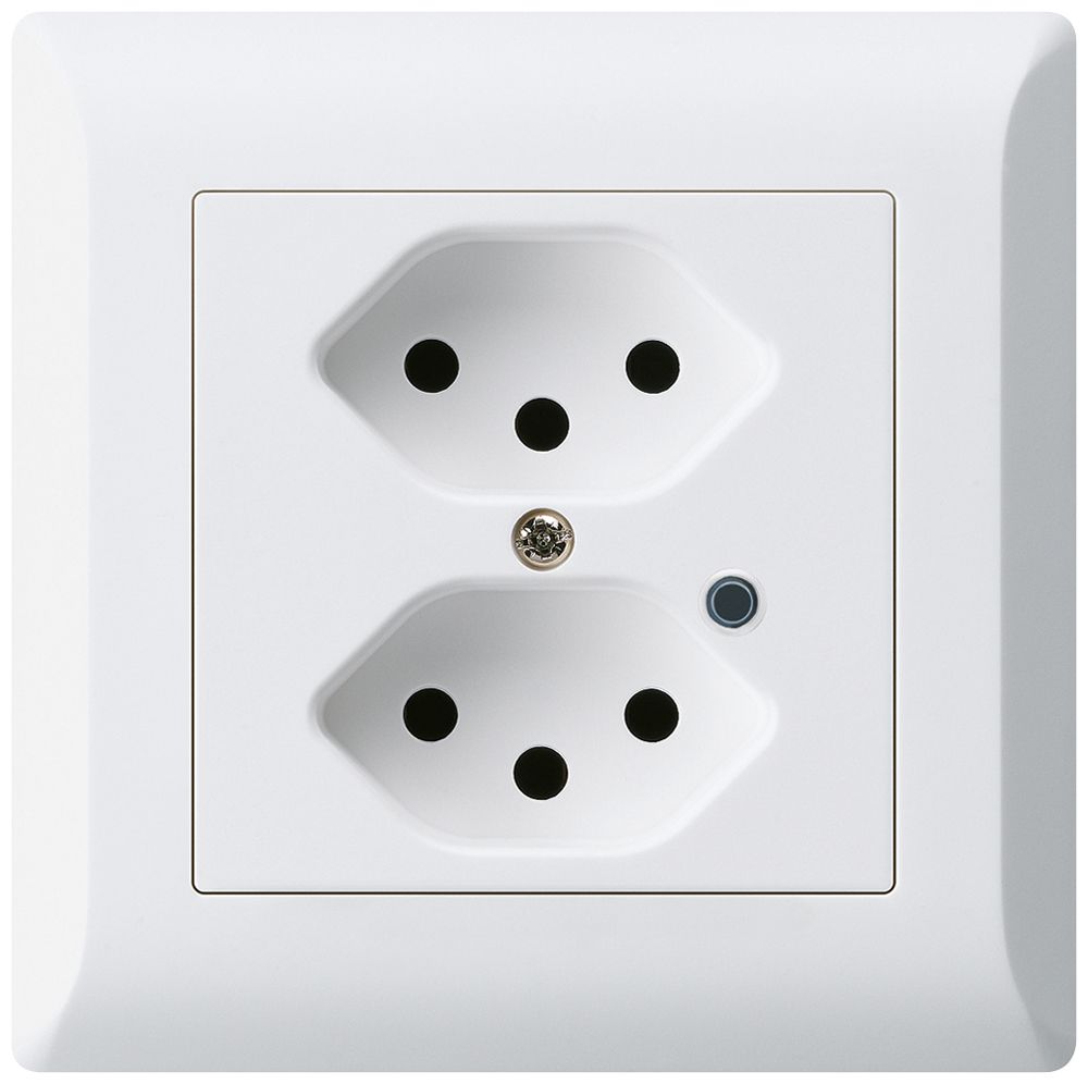 Prise ENC Hager kallysto.line 2×T13 illuminé C blanc ultra