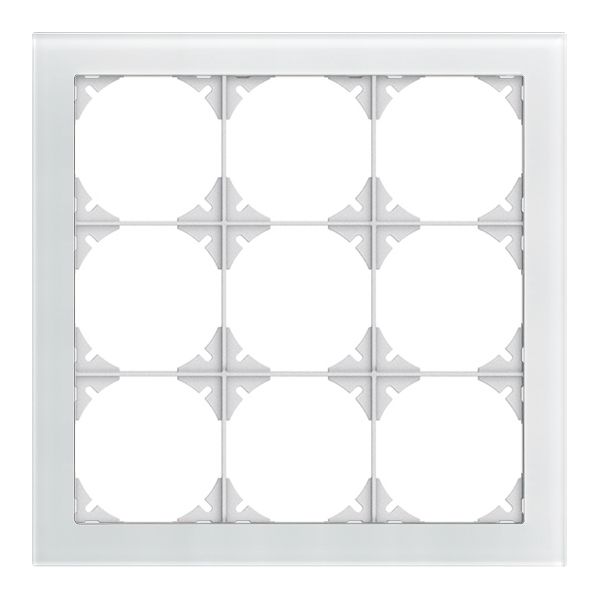 Abdeckrahmen EDIZIOdue prestige 3×3 glas weiss