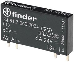 Halbleiterrelais Finder Serie 34, Eingang 24VDC/7mA, Ausgang 24VDC/6A