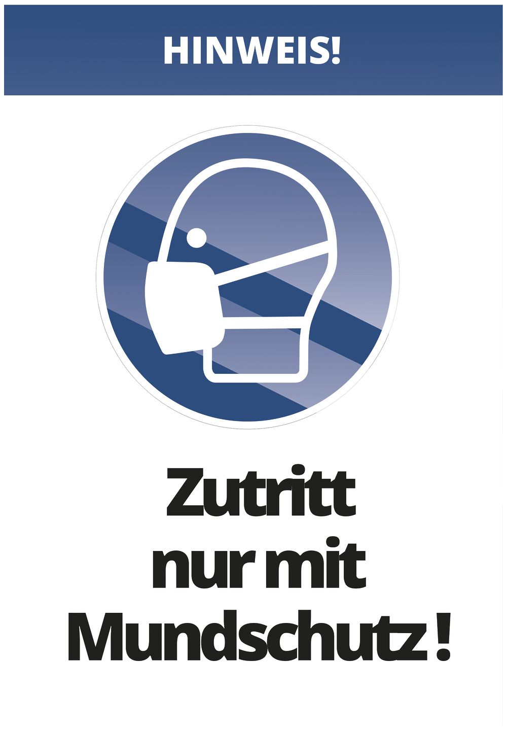 Warntafel CIMCO "Zutritt nur mit Mundschutz" 297×420mm