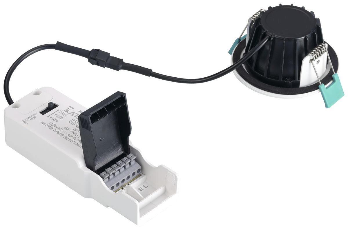 Downlight LED Sylvania OBICO 5.4W 550lm 927/930/940 IP65 38° VAR Ø81mm blanc