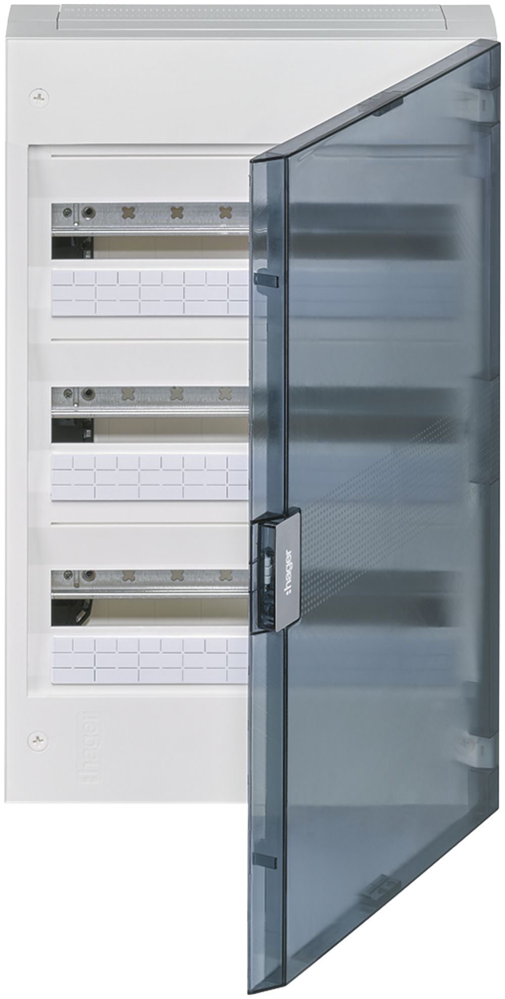 Coffret de distribution AP Hager vega 3 rangées 18UM porte IP40 400×625×146mm