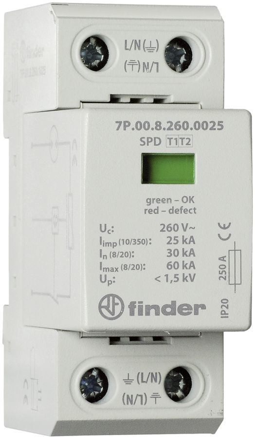 Parasurtension AMD Finder 7P.01, type 1+2, 3L/N 250A TN-S/ TT