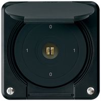 UP-Steckschlüsselschalter robusto IP55 mit Klappdeckel S0/2P schwarz Kombi 4kt