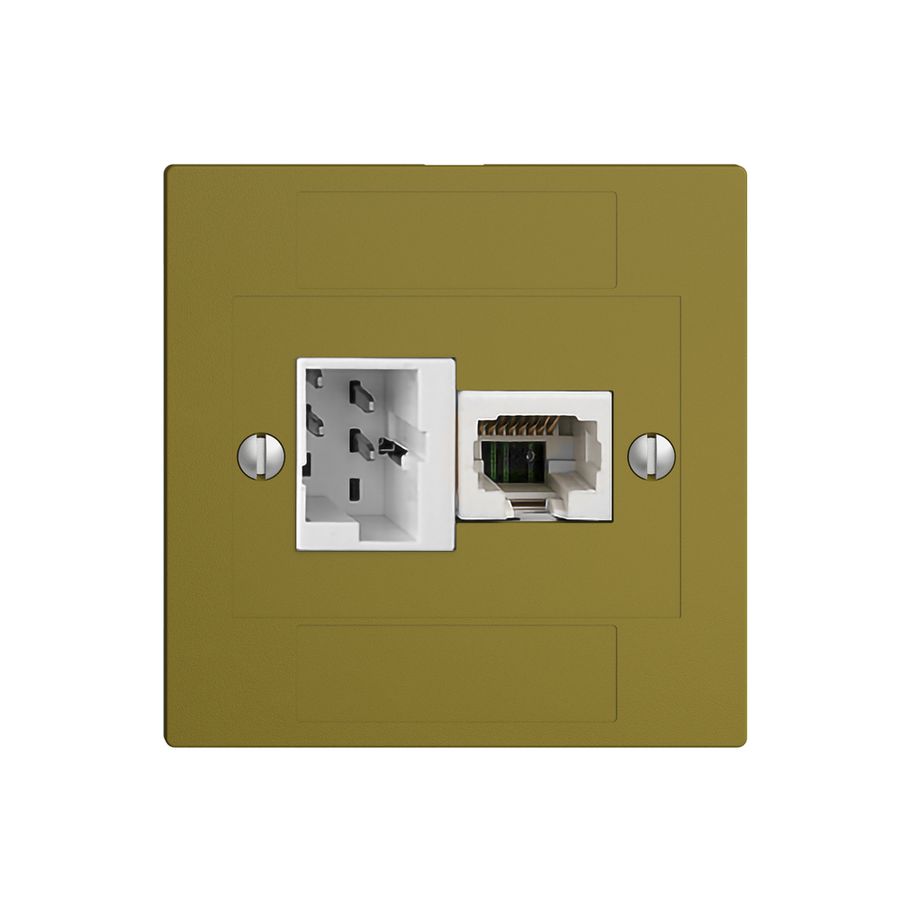 UP-Anschlussdose 1×TT,1×RJ45/u 4P EDIZIOdue olive ITplus ITM