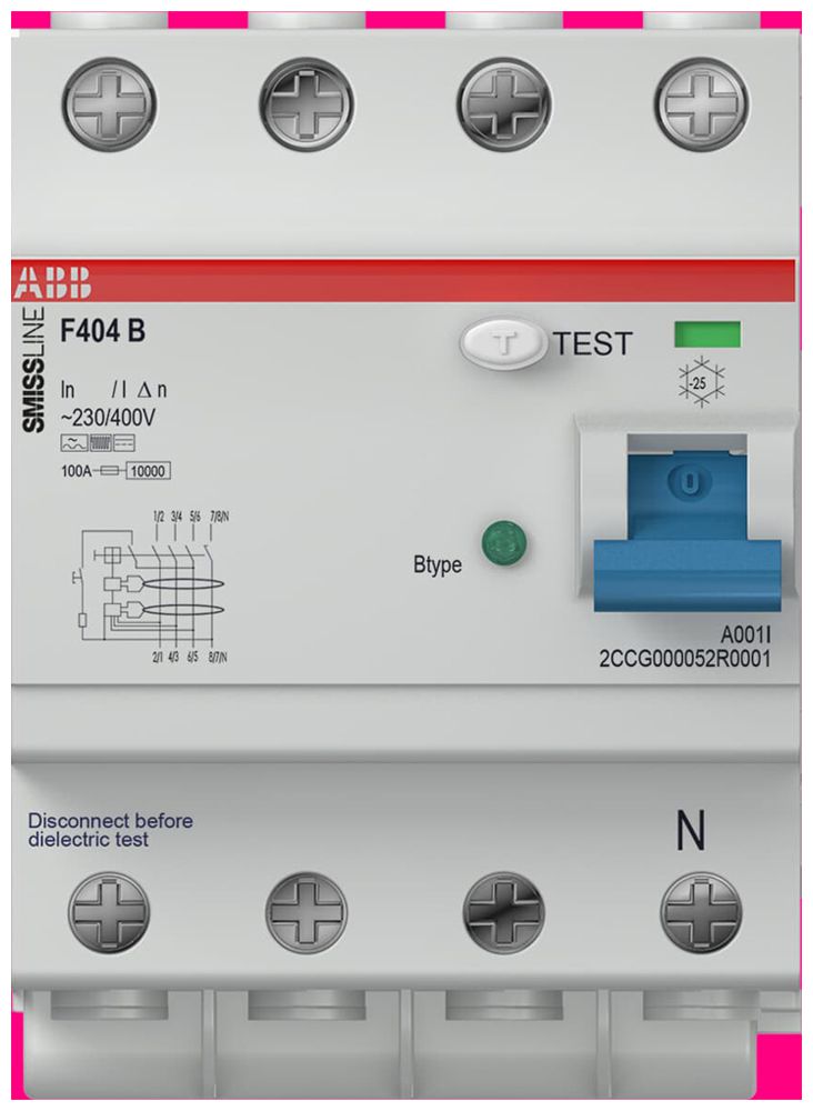 Fehlerstromschutzschalter ABB SMISSLINE TP 4P 25A 30mA Typ B 0…2kHz