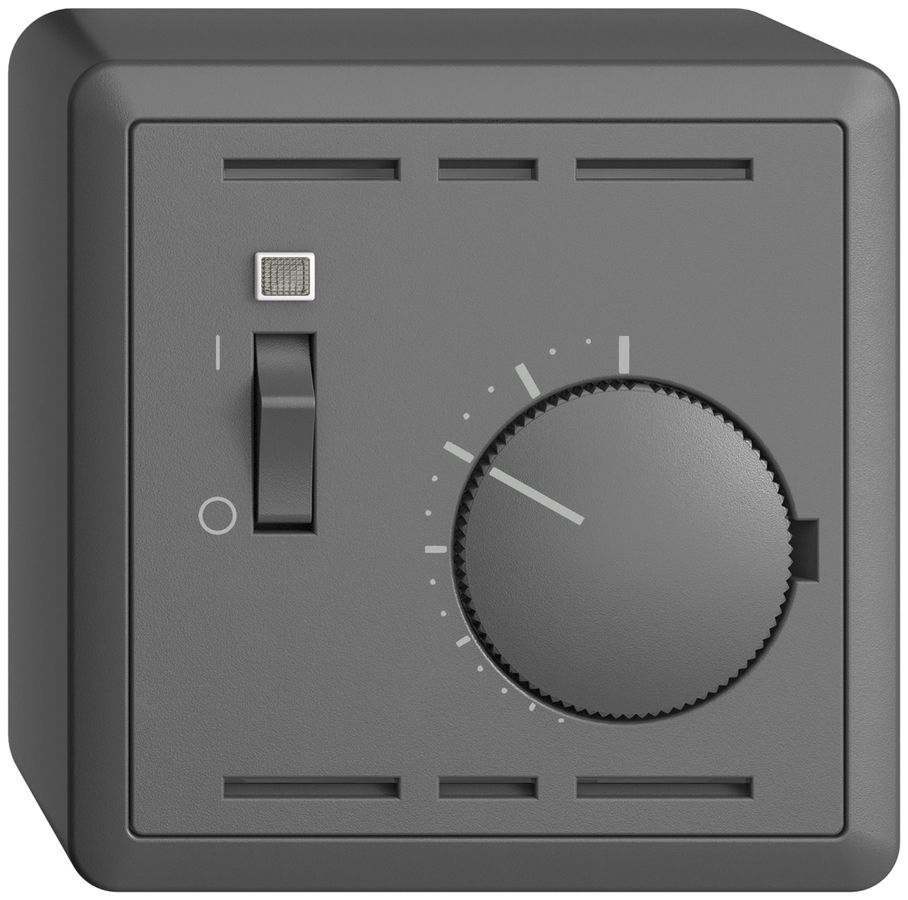 AP-Raumthermostat EDIZIOdue dunkelgrau, mit Schalter