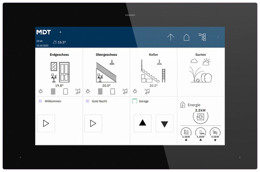 UP-Touchpanel KNX MDT VC-08P82.01S Ethernet 8" Lautsprecher Glas schwarz