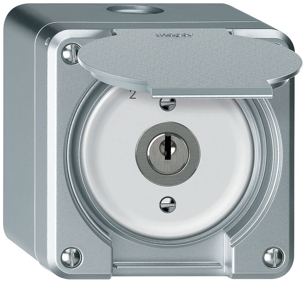 Contact pivotant à clé AP robusto 1P 2NO 2CO 20A 250V 86×86mm aluminium