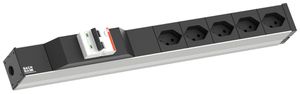Steckdosenleiste 19" BACHMANN 5×T13 3m mit Gerätevollschutz 1HE schwarz