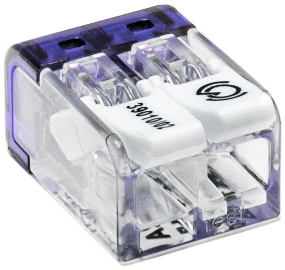 Borne de connexion Woertz 2P 0.2…4mm² leviers de commande incolore transparent