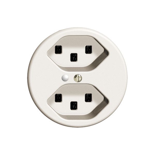 Prise FH 2×T23 16A blanc avec LED vert, bornes enf.