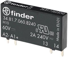 Halbleiterrelais Finder Serie 34, Eingang 12VDC/7mA, Ausgang 240VAC/2A