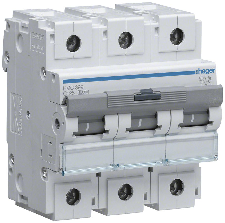 Leitungsschutzschalter Hager MCB 3P 400V Typ C 125A Icn 15kA 4.5TE