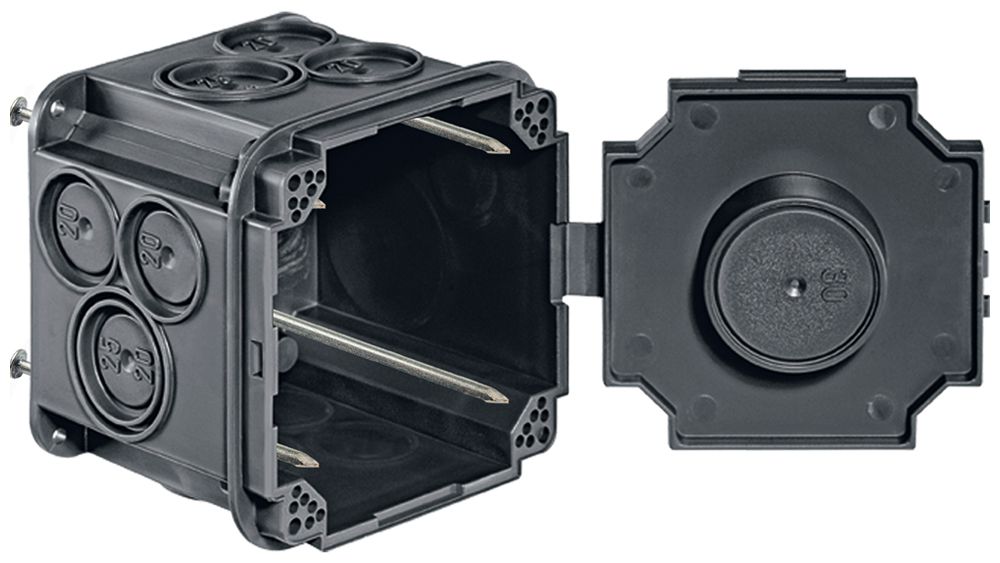 Einlasskasten HSB Vario 78×78×66mm 1×1 mit Nägel grau