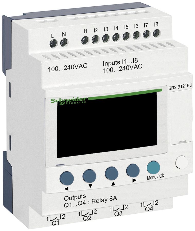 Zelio Logic compact 8 DE/4 DA Relais 8A, 230VAC mit Uhr