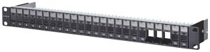 Patchpanel 19" H-LINE M, 24-Port Keystone leer geschirmt 1HE, schwarz
