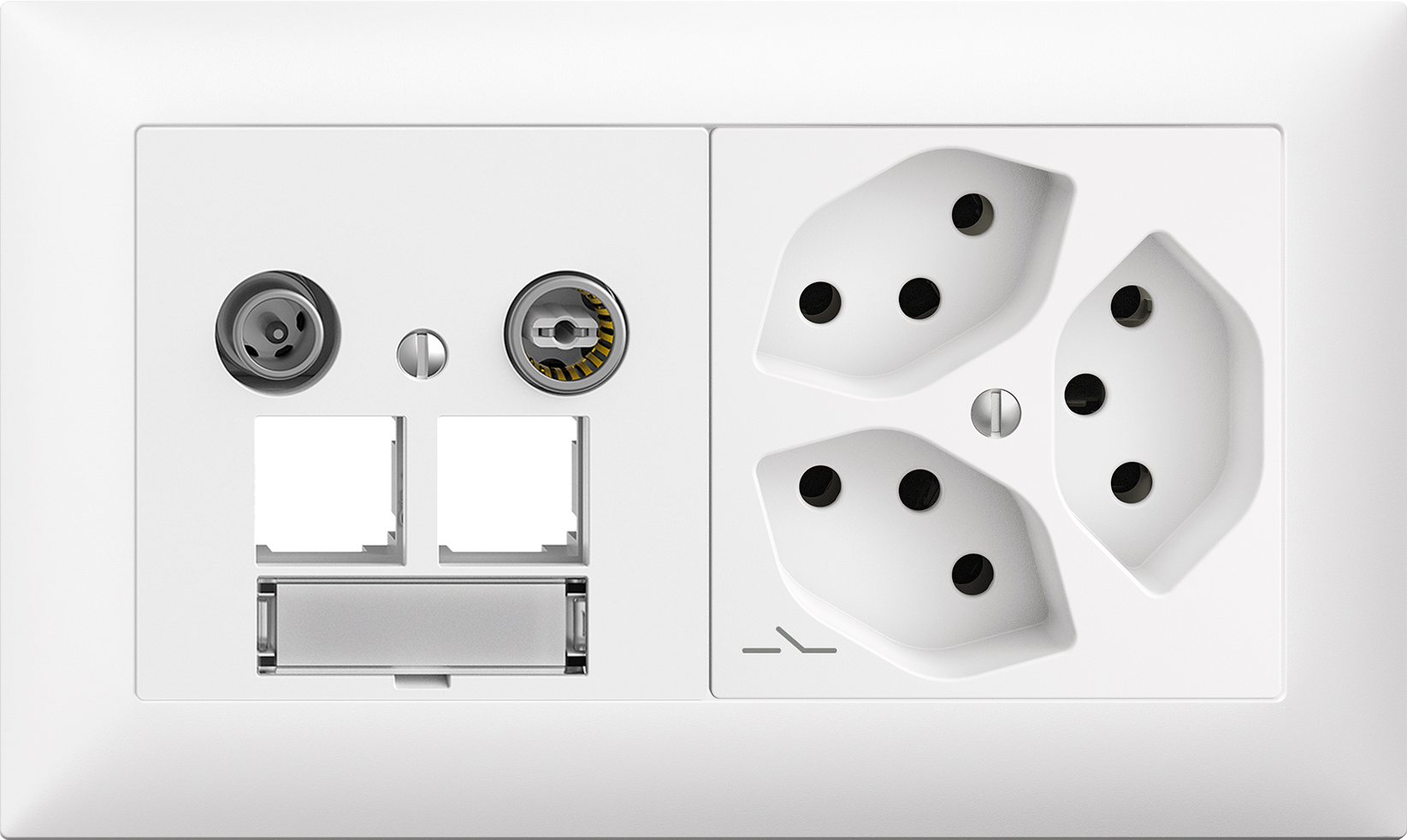 UP-Kombination Edue 1×2, EASYNET 11dB f. 2×RJ45 + 3×T13/1S ws