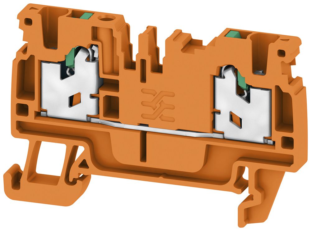 Borne de passage joignable S2C 2.5 OR 2.5mm²24A 800V SNAP IN 2×1 DIN35 orange