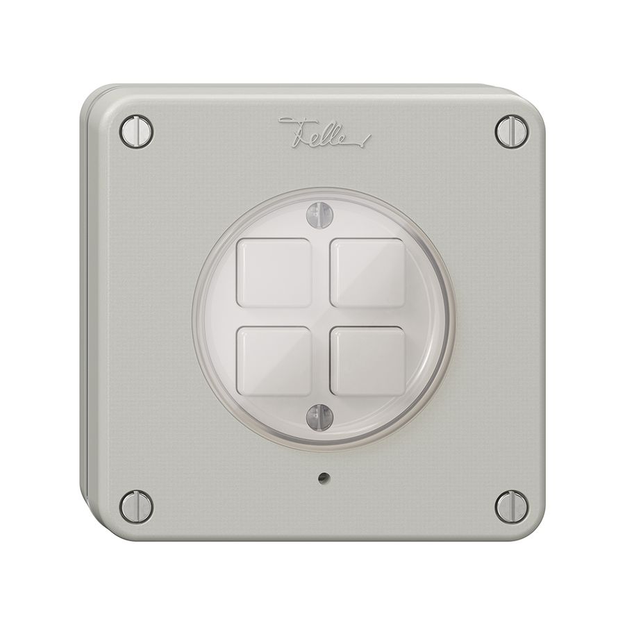 Poussoir KNX NUP 4× NEVO RGB avec sonde de température, gris clair