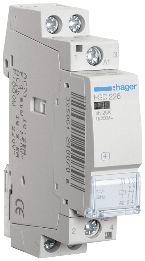 REG-Schütz Hager ESD 24VAC 2 Öffner 25A 1TE