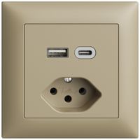 Prise ENC USB type A+C + type 13 Feller EDIZIOdue FMI 230V 3000mA sand